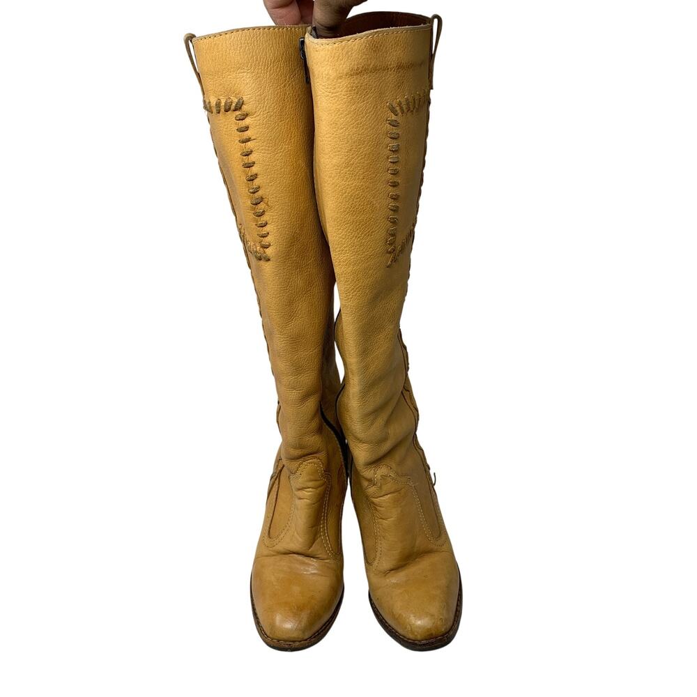 Vintage 70s The Wild Pair Leather Boots Womens 6.5 B Tan Western Boho Tall - Picture 8 of 10